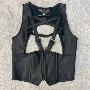 Killstar Black faux leather harness/vest